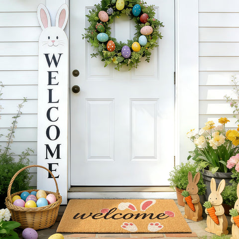 ULTSOFE Easter Bunny doormat for mudroom resists fading and daily use