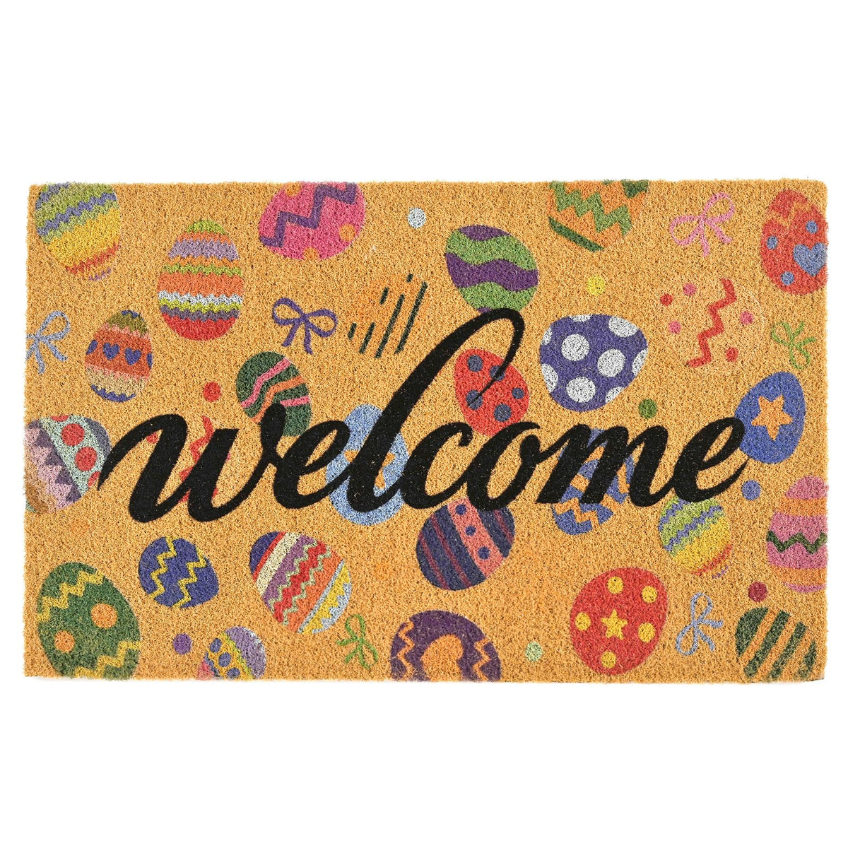 ULTSOFE Easter Eggs Welcome Mat at front door with dirt-trap design for a warm entry
