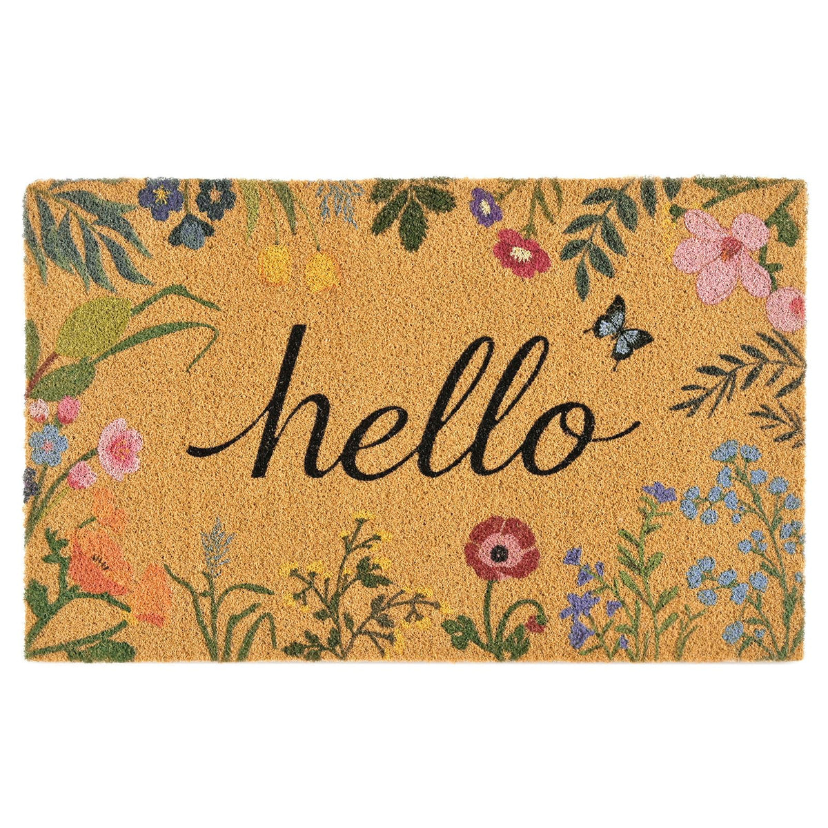 ULTSOFE Spring Floral Welcome Mat at front door with inviting design for guests