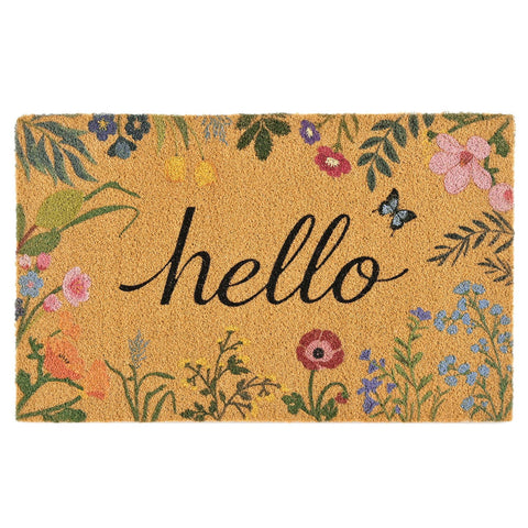 ULTSOFE Spring Floral Welcome Mat at front door with inviting design for guests