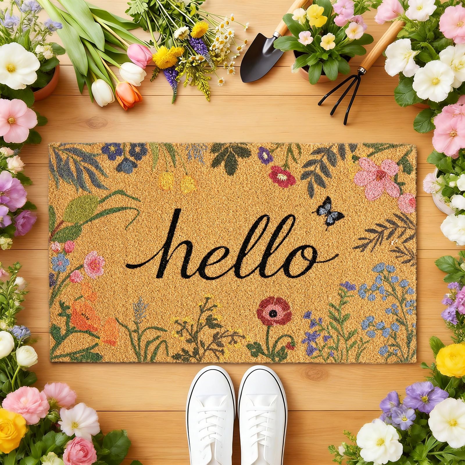 ULTSOFE packaging includes one Spring Floral Welcome Doormat