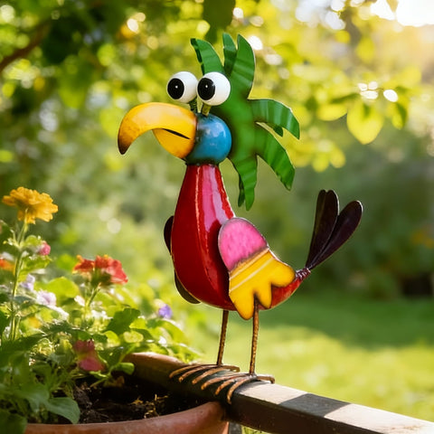 Ultym 19.7-inch cartoon tiki bird on a ground stake for vibrant lawn display.