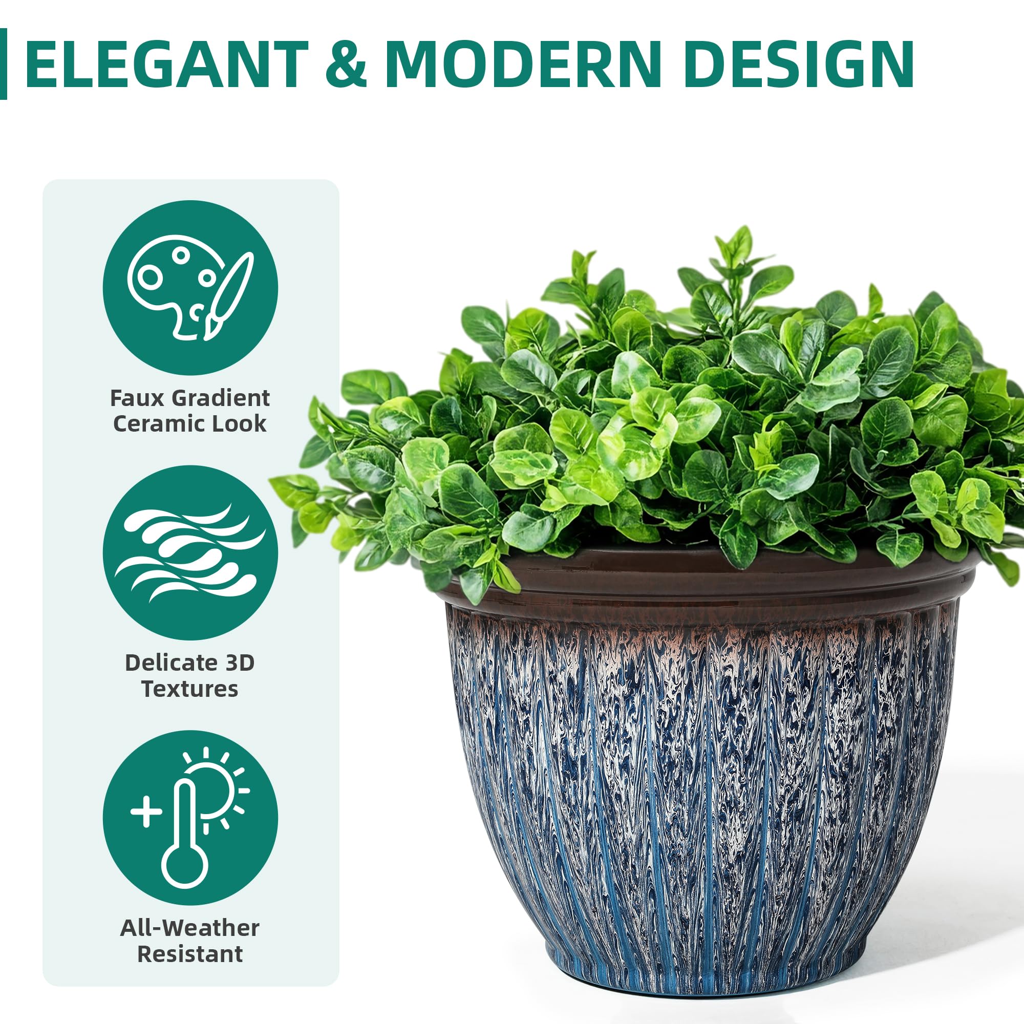 Ultym all-weather planters endure rain sun and wind with style.