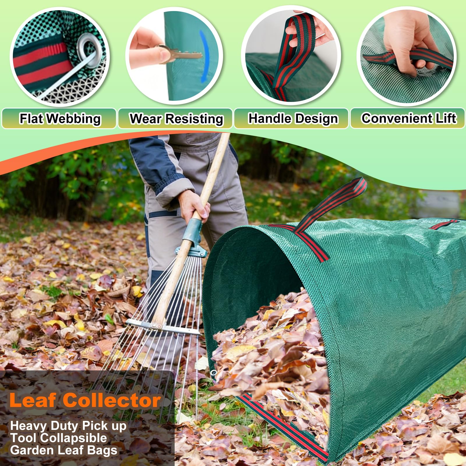 UmBgodn 72 gallon leaf bag folded demonstrates collapsible storage design