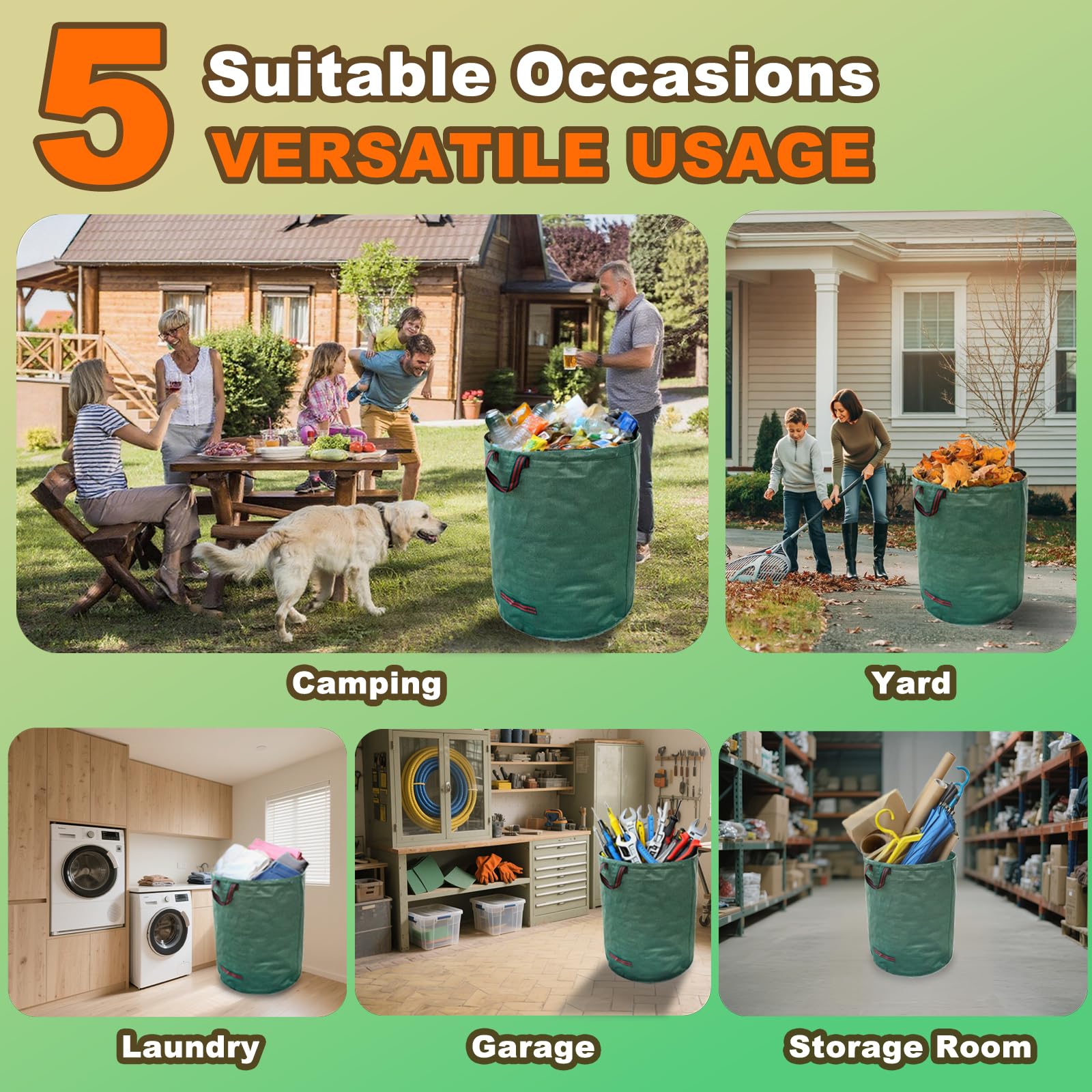 UmBgodn versatile yard bags for yard, camping, storage