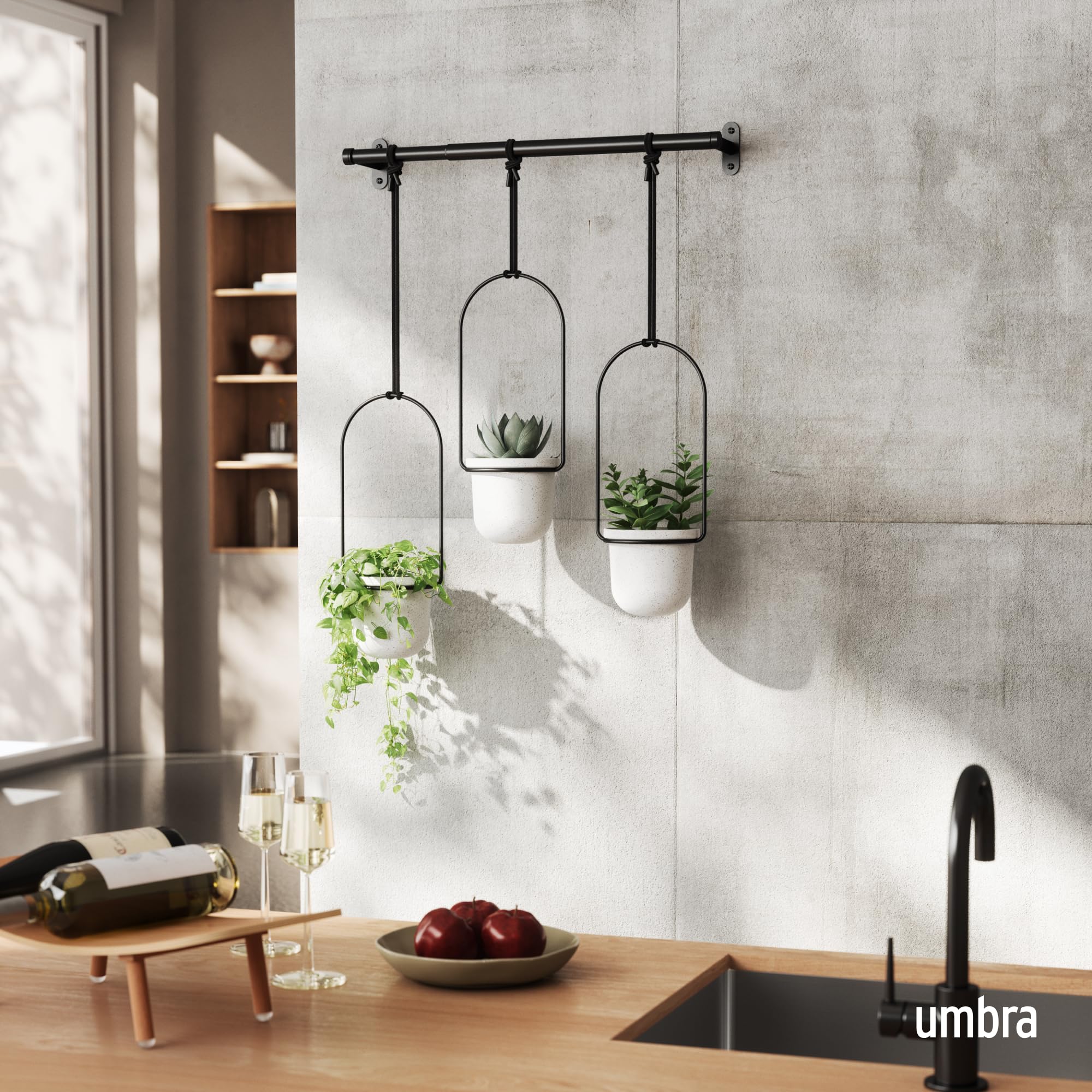 Umbra Triflora adjustable cords enable precise plant placement