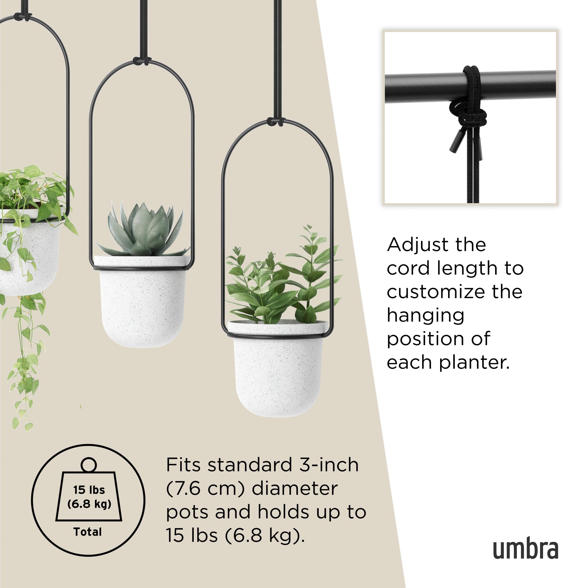 Umbra Triflora includes mounting hardware for quick wall or ceiling setup