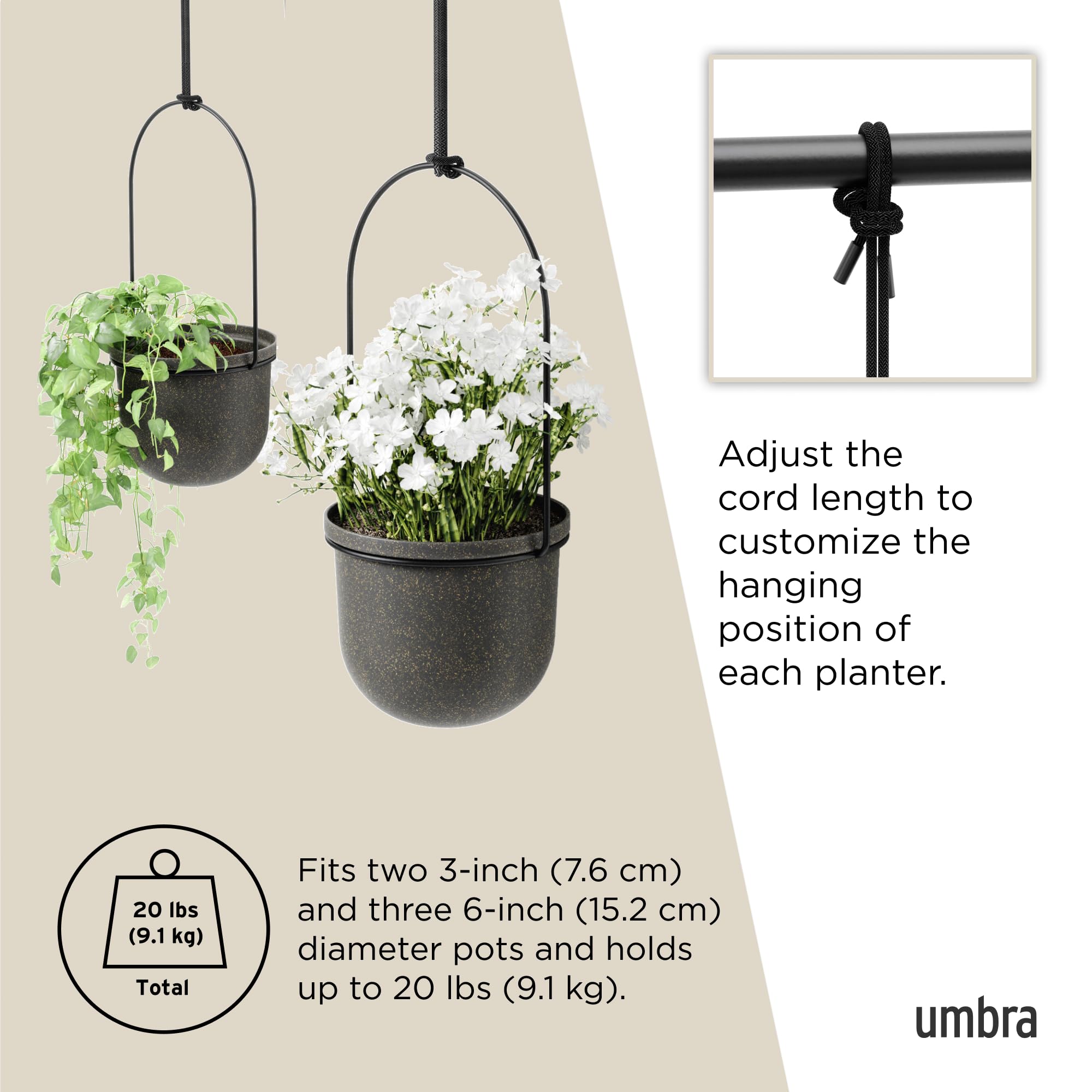 Umbra Triflora outdoor-ready construction with powder-coated steel and recycled plastic