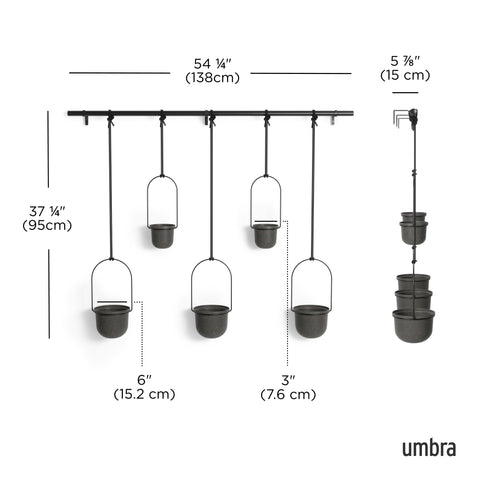 Umbra Triflora accommodates two 3-inch and three 6-inch pots for versatile planting