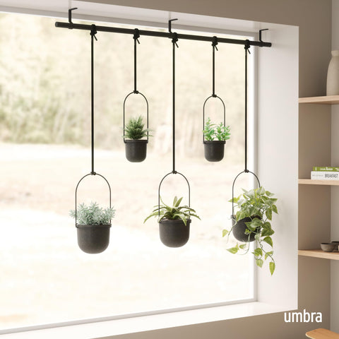 Umbra Triflora rod and cords adjustment enables precise placement of planters