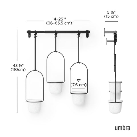 Umbra Triflora fits standard 3-inch pots for simple updates