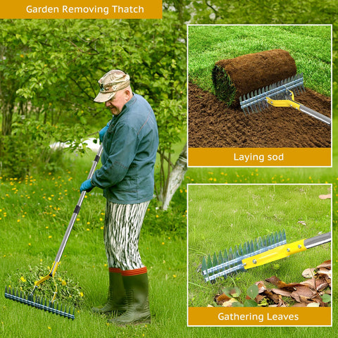 UMEMAXSO Thatch Rake's detachable design stores compactly for easy storage.