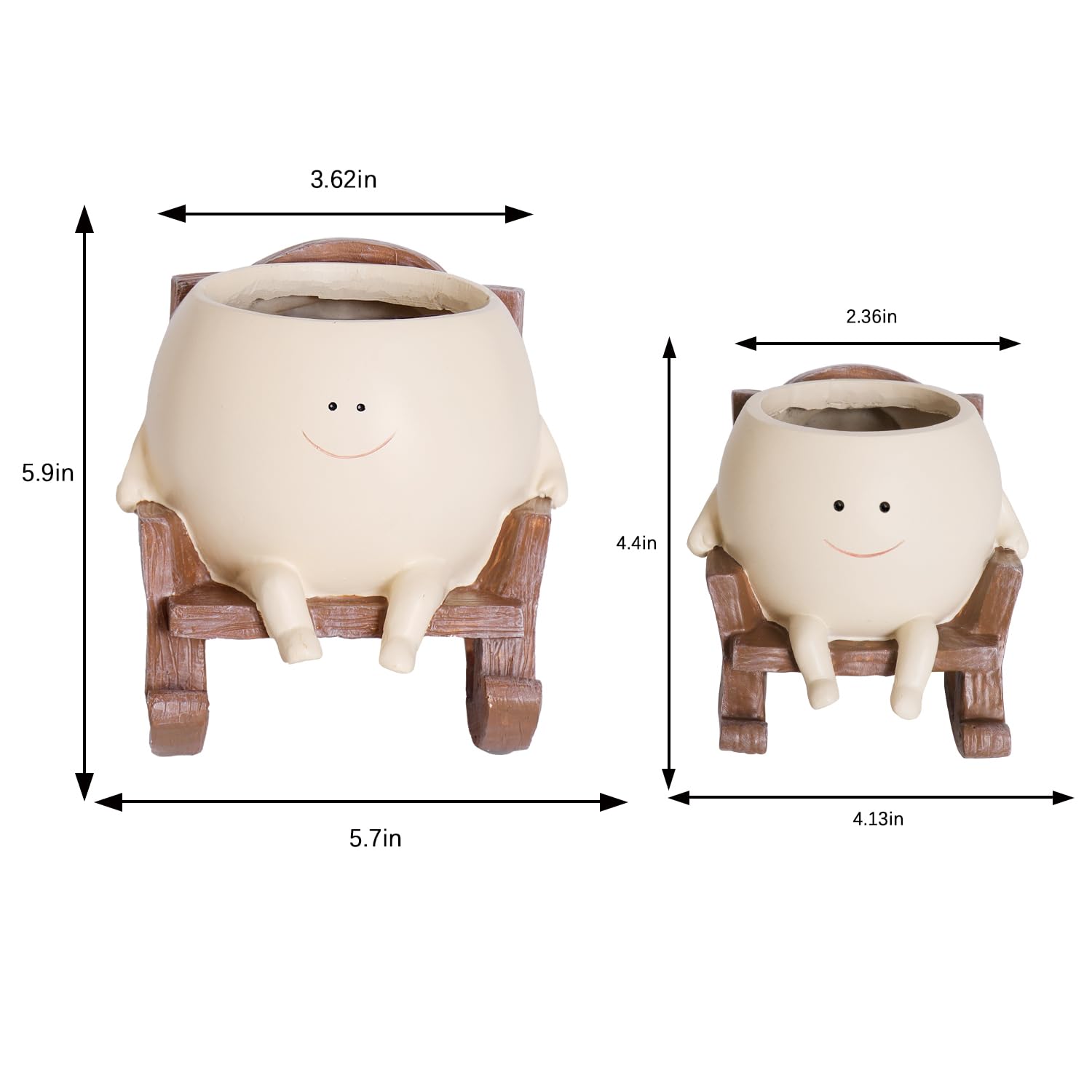 UMESONG Smiley-face planter closeup shows resin detail and cheerful expression.