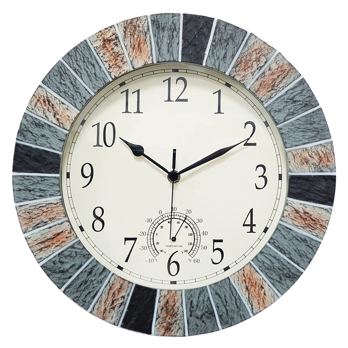 UMEXUS outdoor clock thermometer with clear temperature reading for patios and gardens.