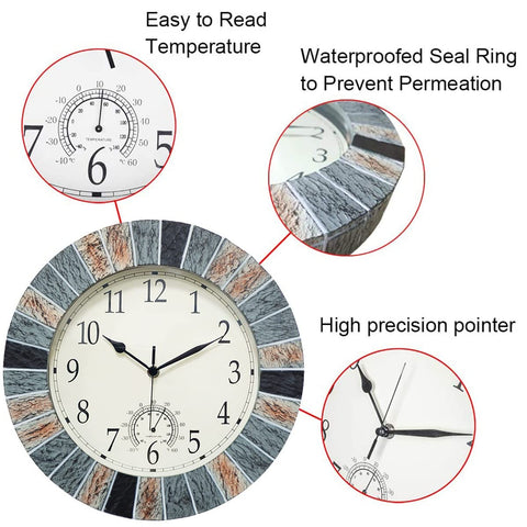 UMEXUS silent quartz movement ensures quiet operation in outdoor spaces.