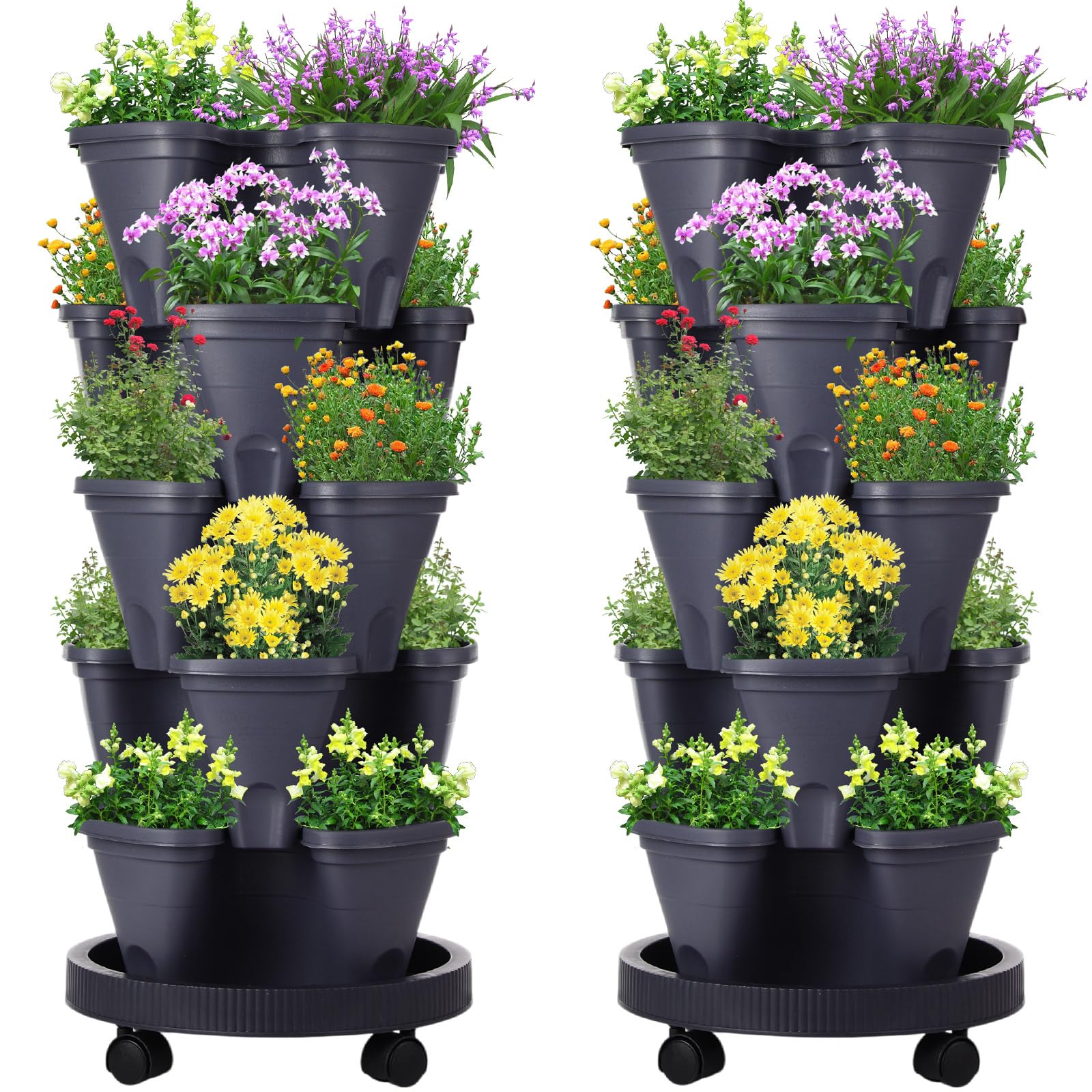 Umigy 2-set 5-tier stackable planters assembled for compact indoor use.