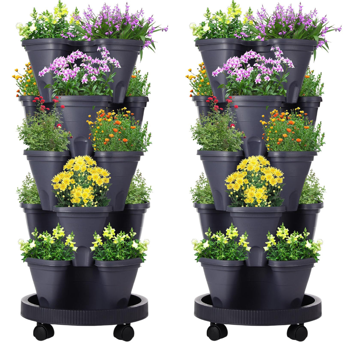 Umigy 2-set 5-tier stackable planters assembled for compact indoor use.