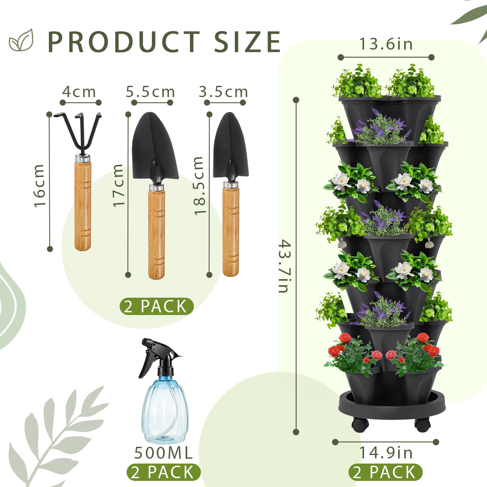 Umigy 7-tier planter with wheels for easy relocation on patios