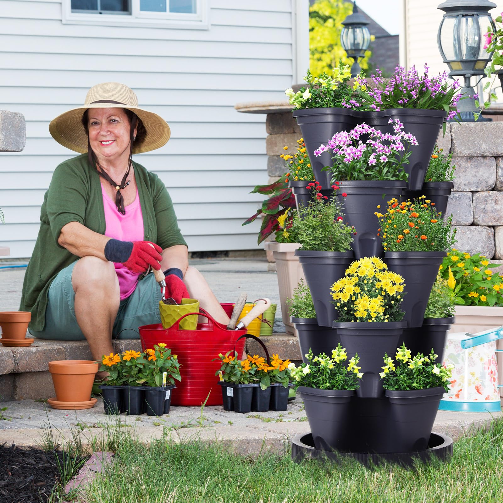 Umigy 2-set grey durable material planters ready for year-round use.
