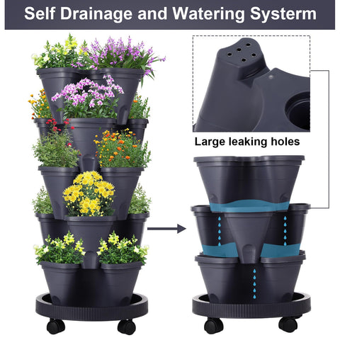 Umigy stackable planters interlocking securely for stable elevated gardening.
