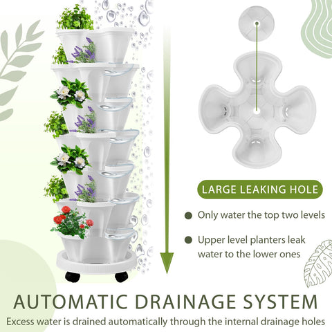 Umigy planters hosting strawberries, herbs, and flowers in a compact vertical layout