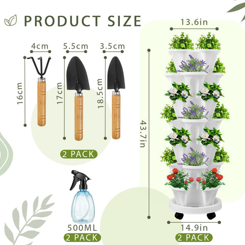 Umigy stackable planter with wheels for easy relocation and sun/shade adjustments