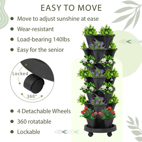 Umigy vertical planter for strawberries, herbs, vegetables, and flowers