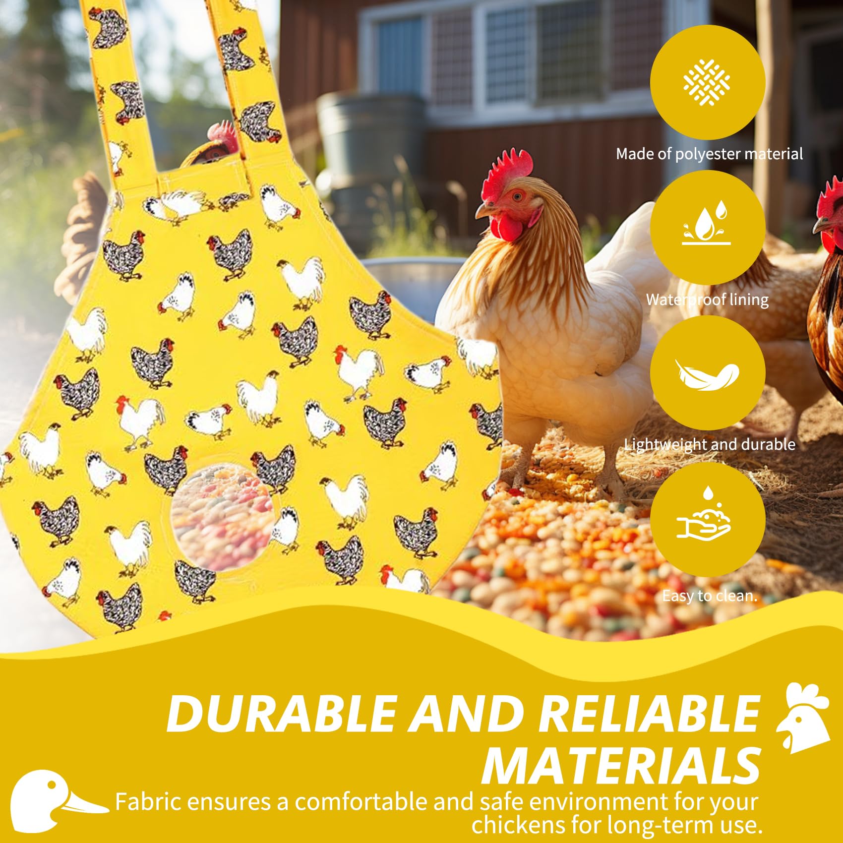Umisun chicken holder bag in yellow mix color ready for transport.