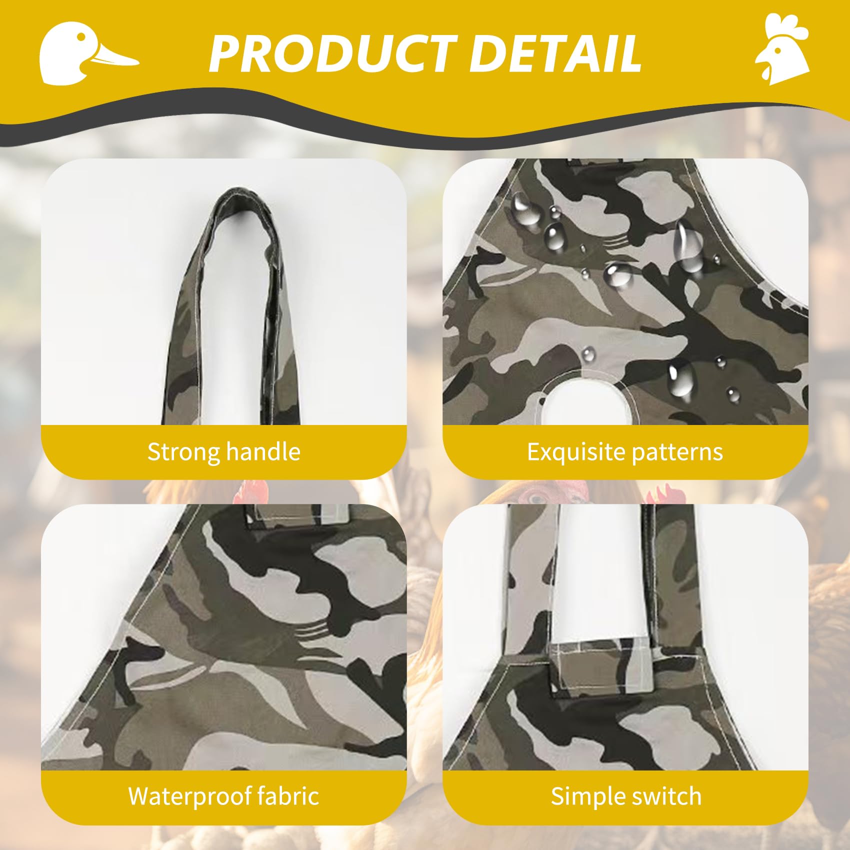 Umisun portable poultry transport bag enables quick, calm moves.