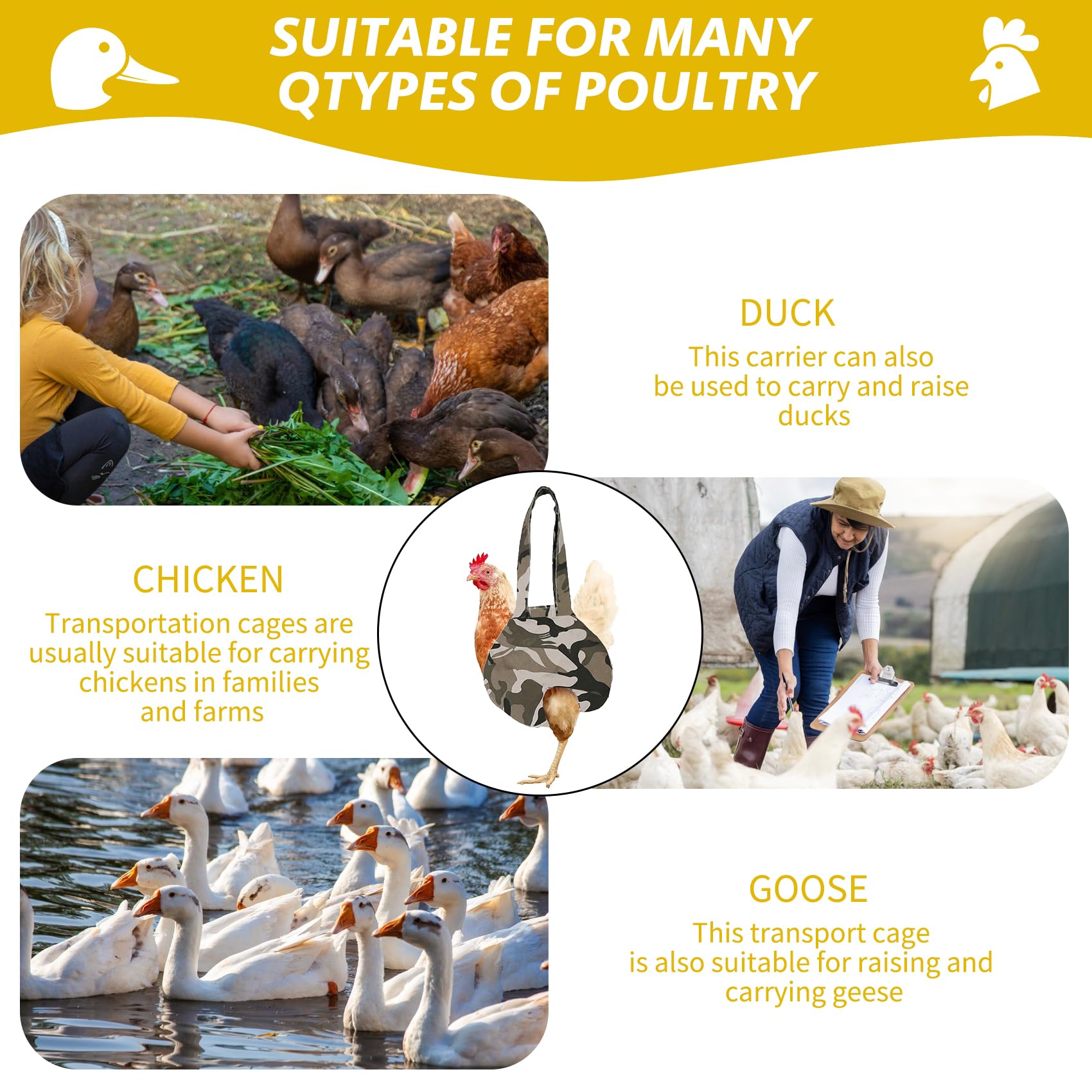 Umisun versatile chicken bag fits multiple breeds for convenient handling
