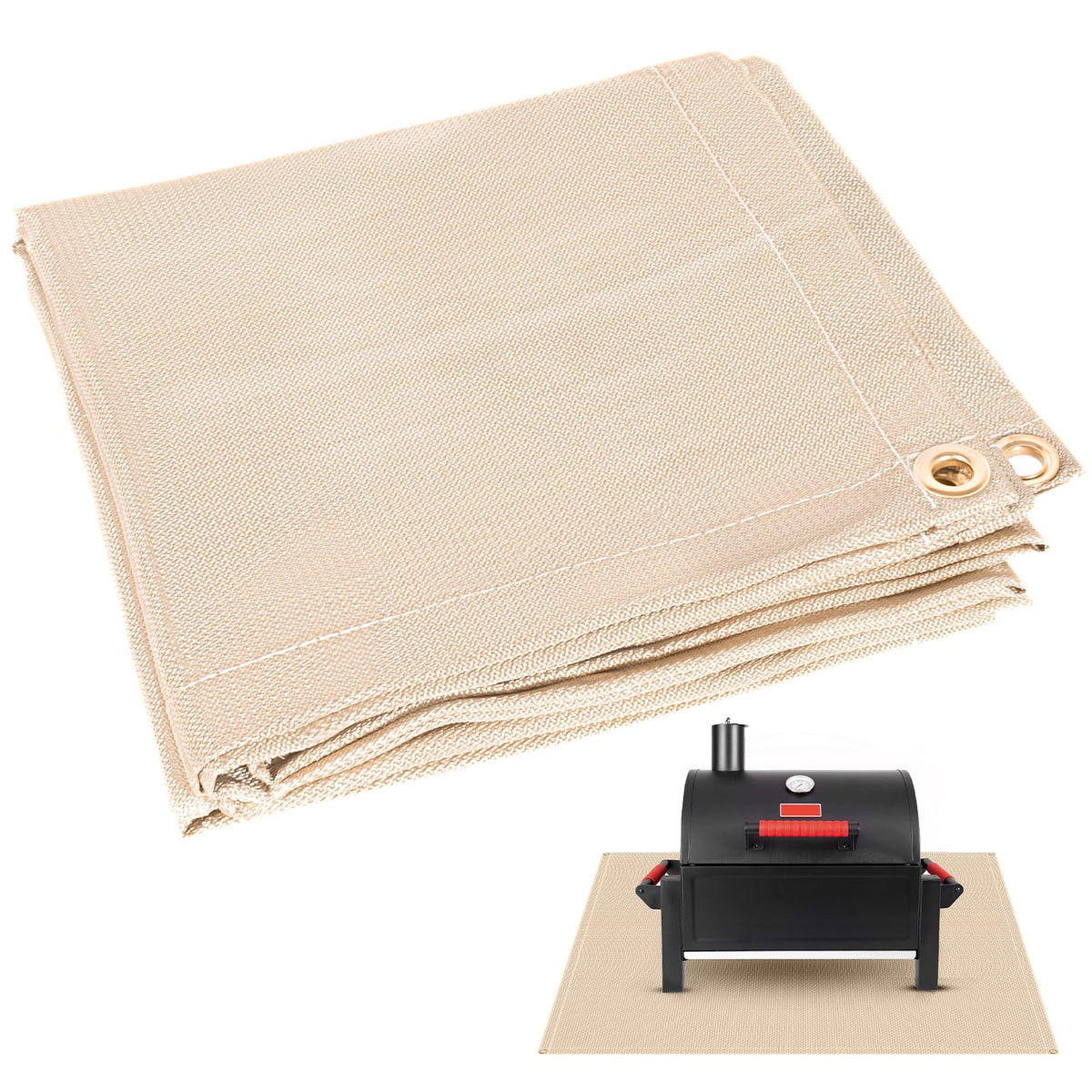 UMONIE 40x40 fire pit mat on a deck protecting surfaces from embers.