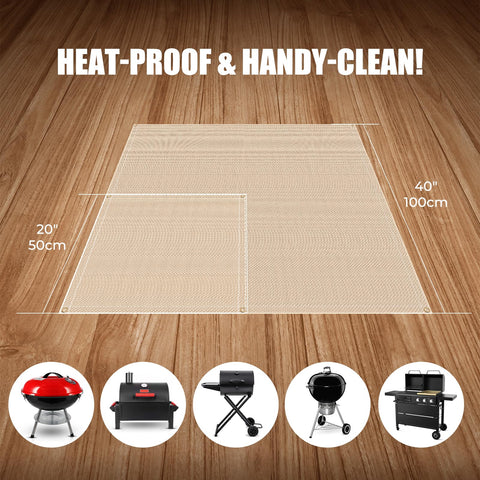 UMONIE mat with edge grommets prevents movement in windy conditions.