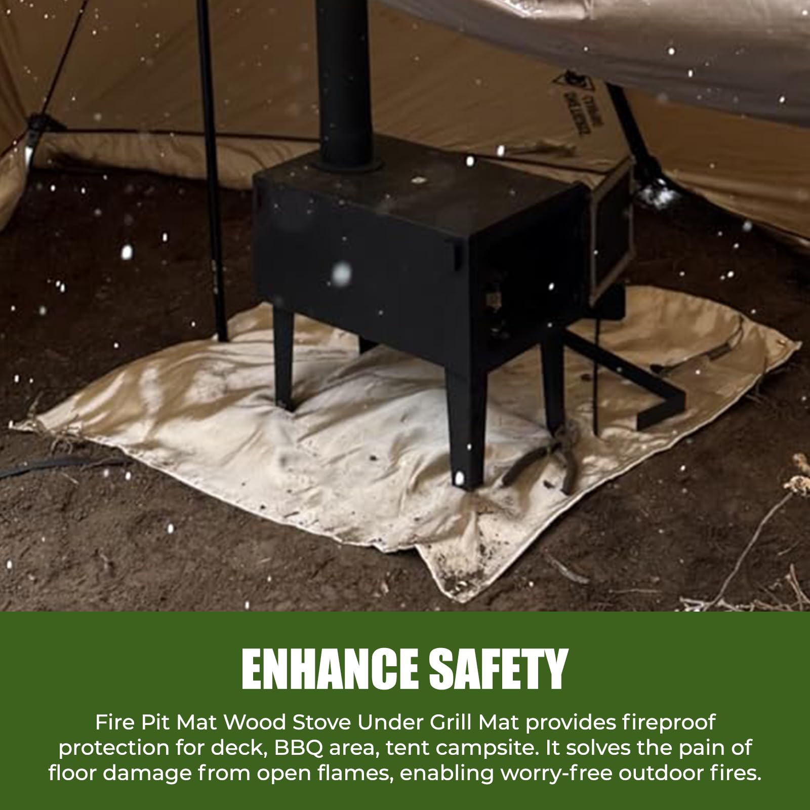 UMONIE fire pit mat folded in its storage bag for easy transport.