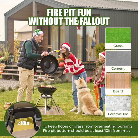 UMONIE fiberglass core mat shown beside a grill highlighting heat resistance.