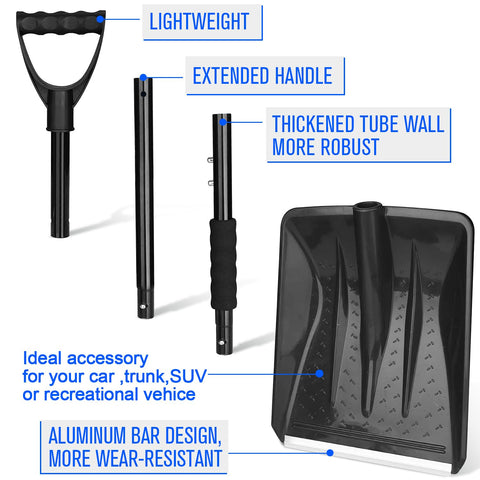 UMUACCAN Snow Square Shovel showing D-handle ergonomic grip.