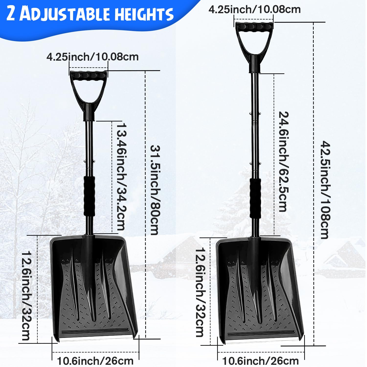 UMUACCAN Polymer blade with aluminum edge stands up to cold weather.