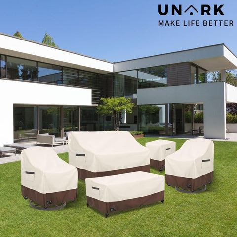 UNARK chair cover includes elastic hem cord for a snug, custom-like fit.