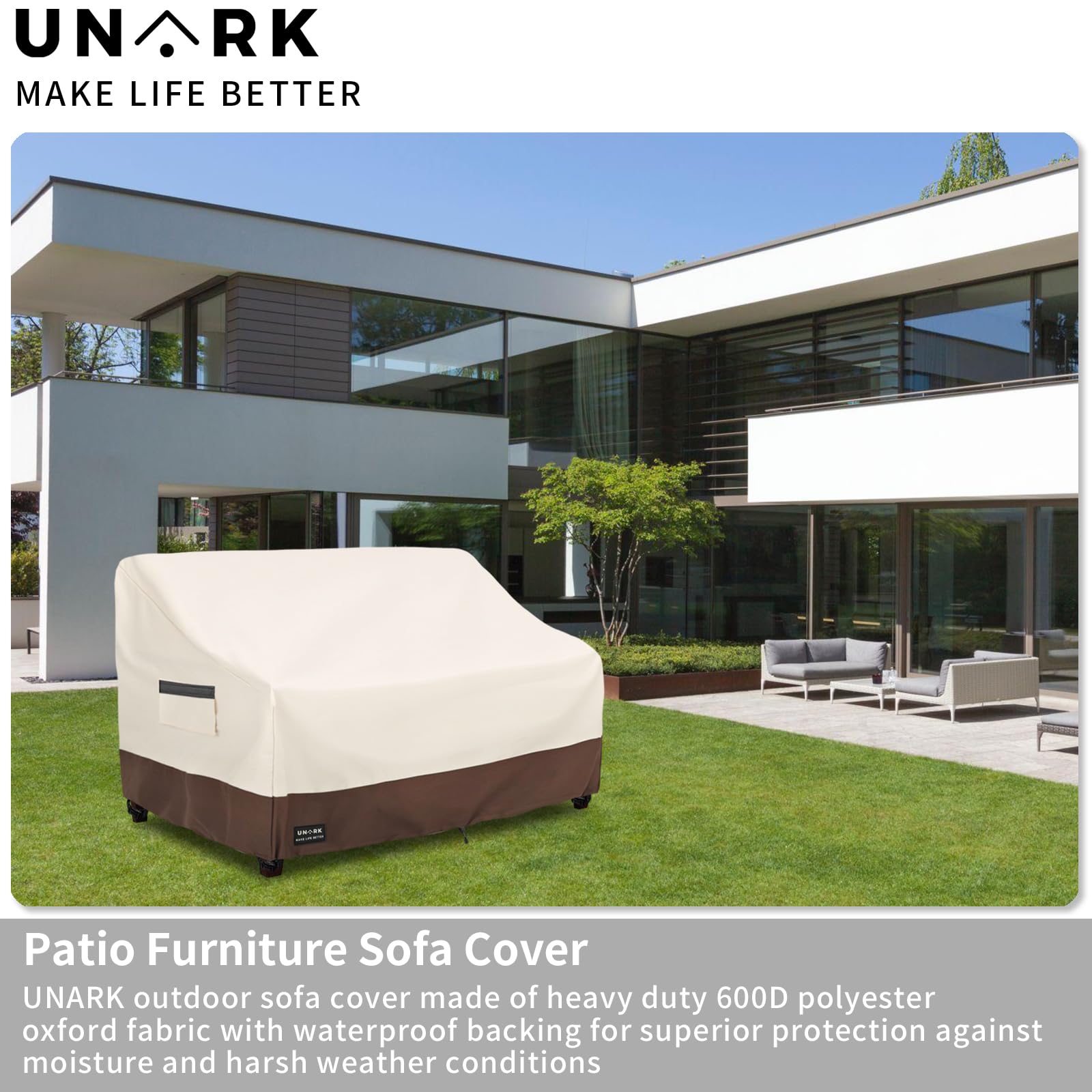 UNARK fabric close-up with laminated undercoating for water resistance.