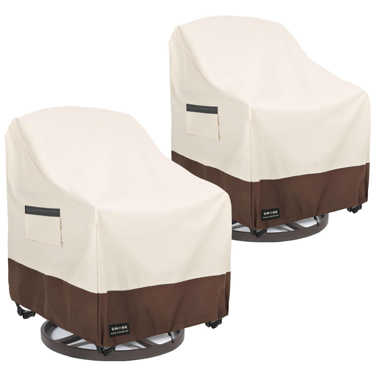 UNARK outdoor swivel chair cover protects from rain and sun, maintaining color and condition.