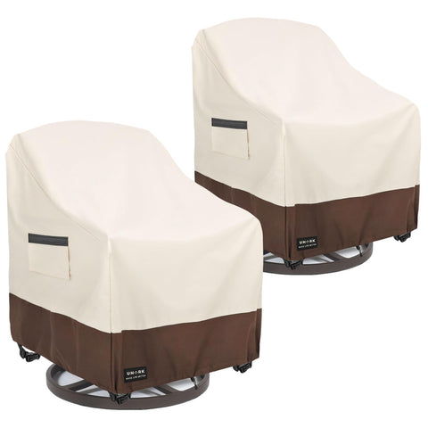UNARK outdoor swivel chair cover protects from rain and sun, maintaining color and condition.