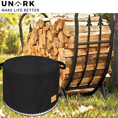 UNARK Yukon fire pit cover stitching closeup highlights reinforced seam durability.