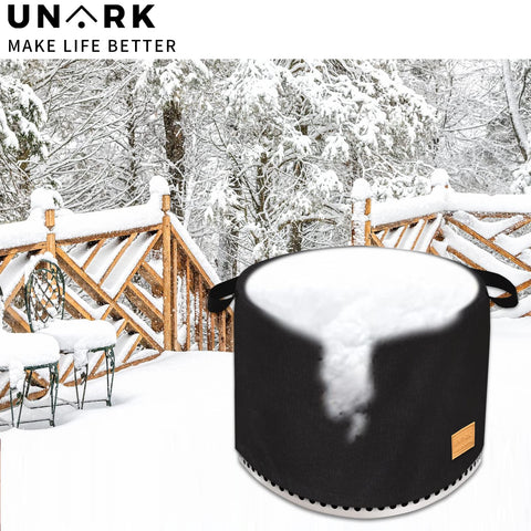 UNARK Yukon fire pit cover water-resistant fabric resists rain and debris.