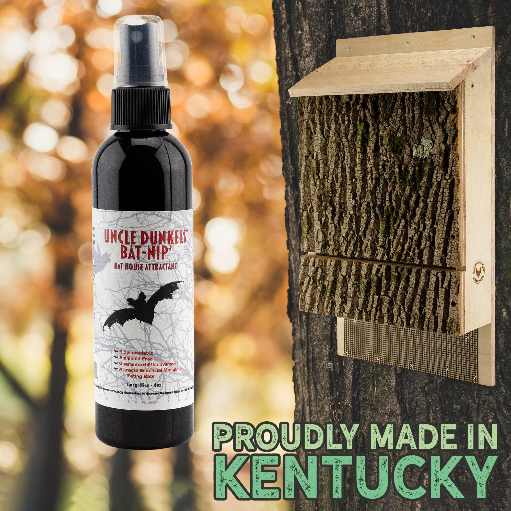 Uncle Dunkels Bat-Nip' Spray enhances backyard habitat appeal.