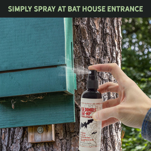 Uncle Dunkels Bat-Nip' Spray monthly application at roost entrance.