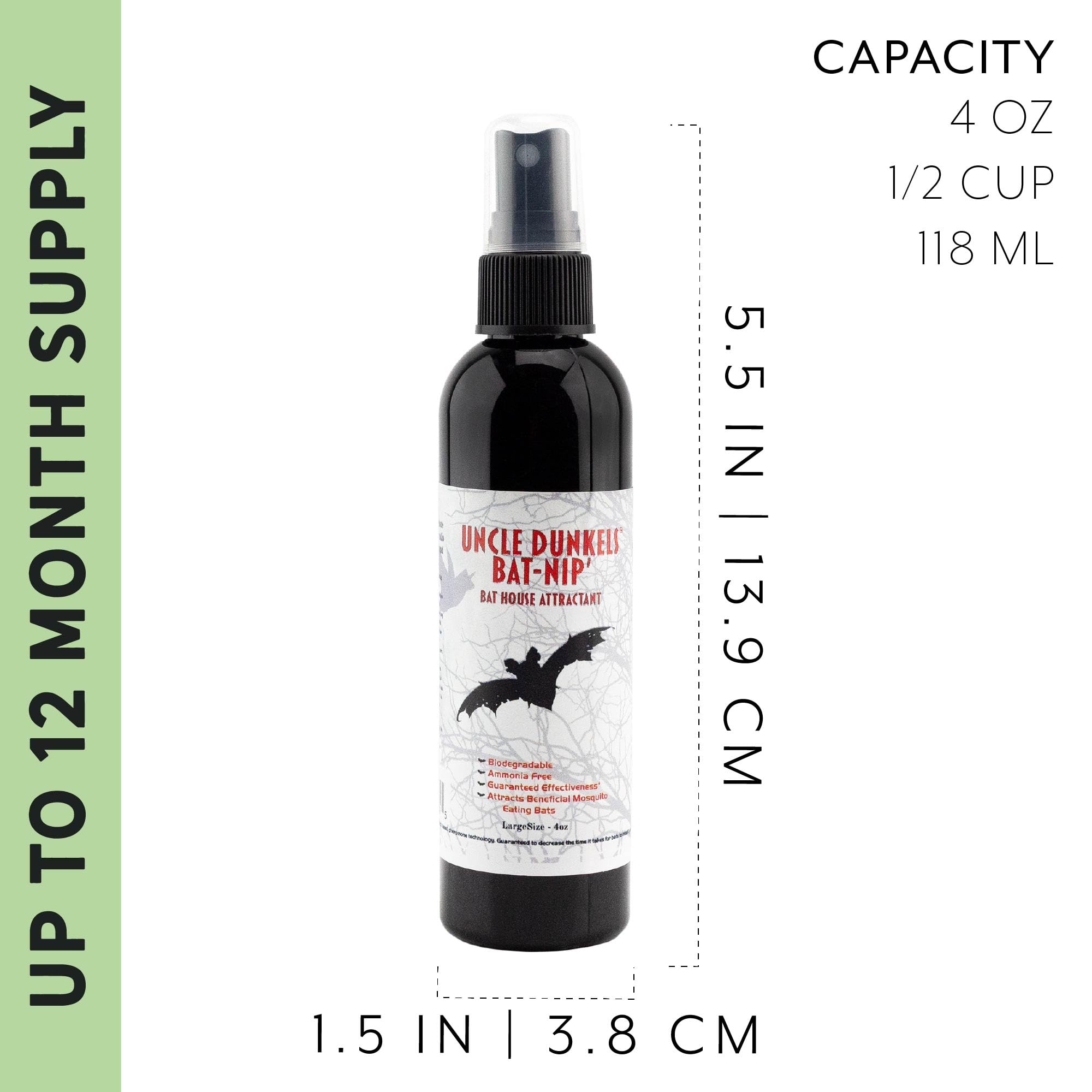 Uncle Dunkels Bat-Nip' Spray packaging shown for safe storage and transport.