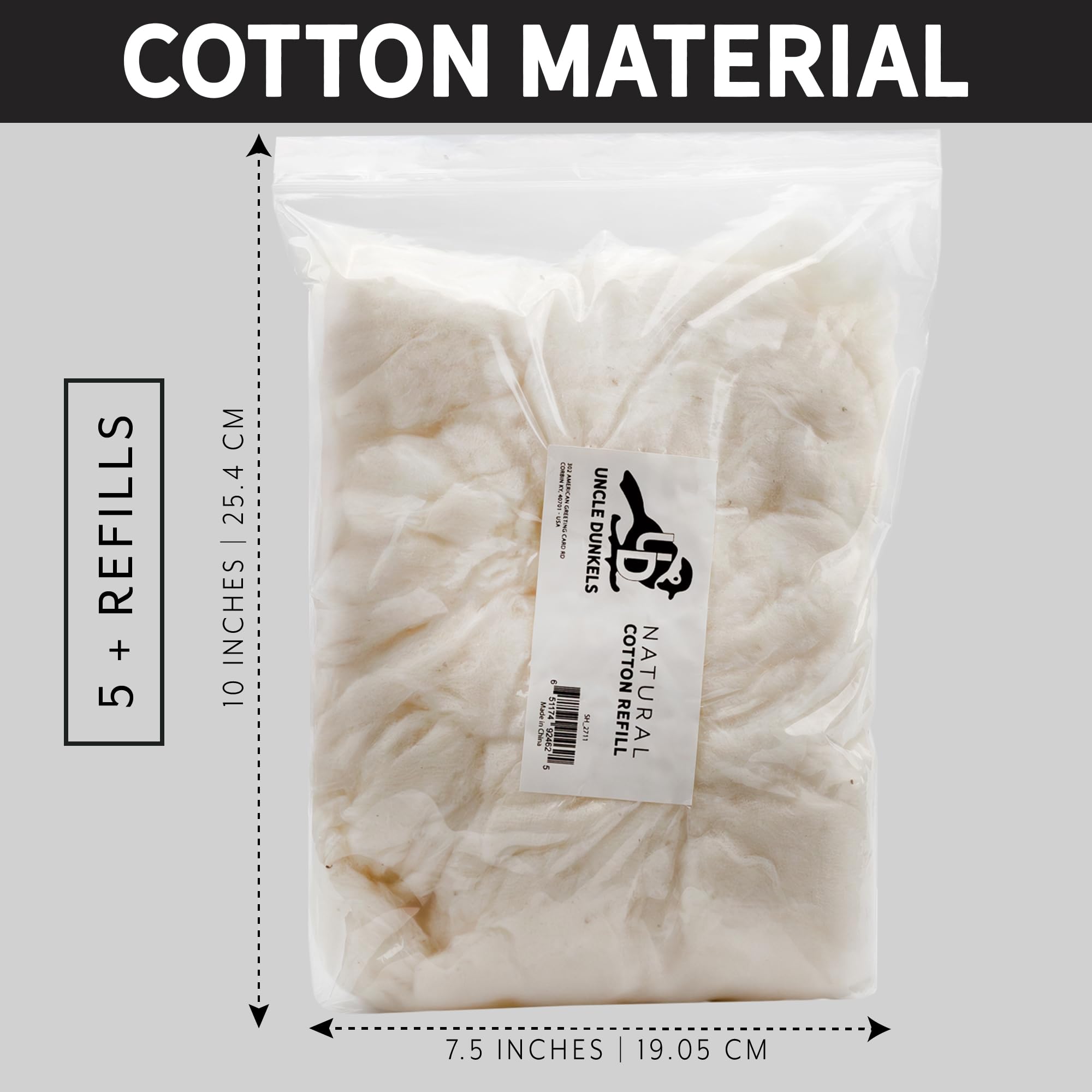 Uncle Dunkels cotton refill ideal for pollinator garden setups and wildlife care.