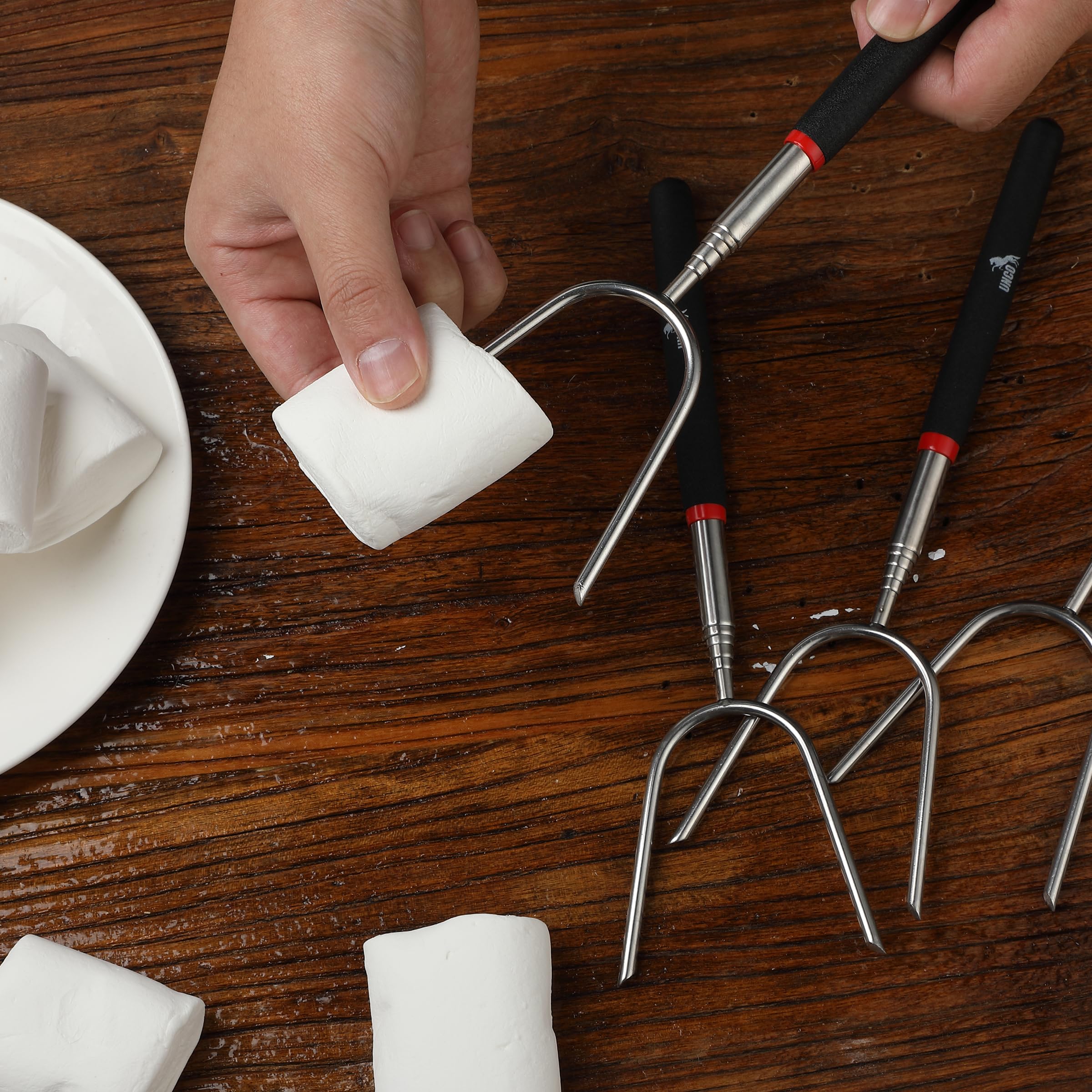UNCO campfire accessories offer durable, rust-resistant roasting sticks for backyard gatherings.