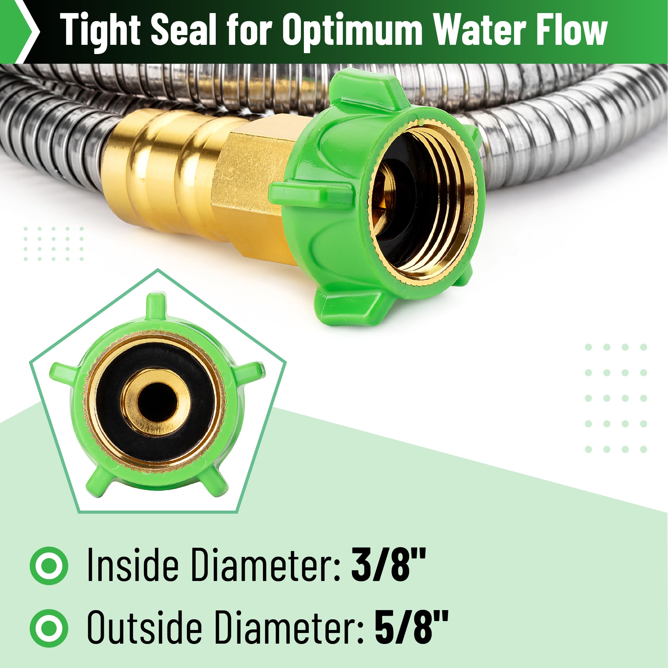 UNCO brass nozzle with four spray settings for versatility.