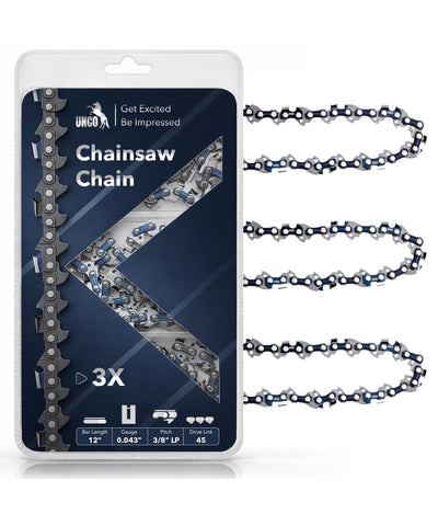 UNCO chainsaw chain 12inch pack ready for replacements to keep cutting performance steady.