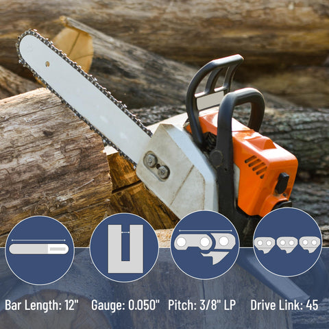 UNCO chainsaw chain 3-8 pitch 0-050 gauge close-up emphasizes precise fit